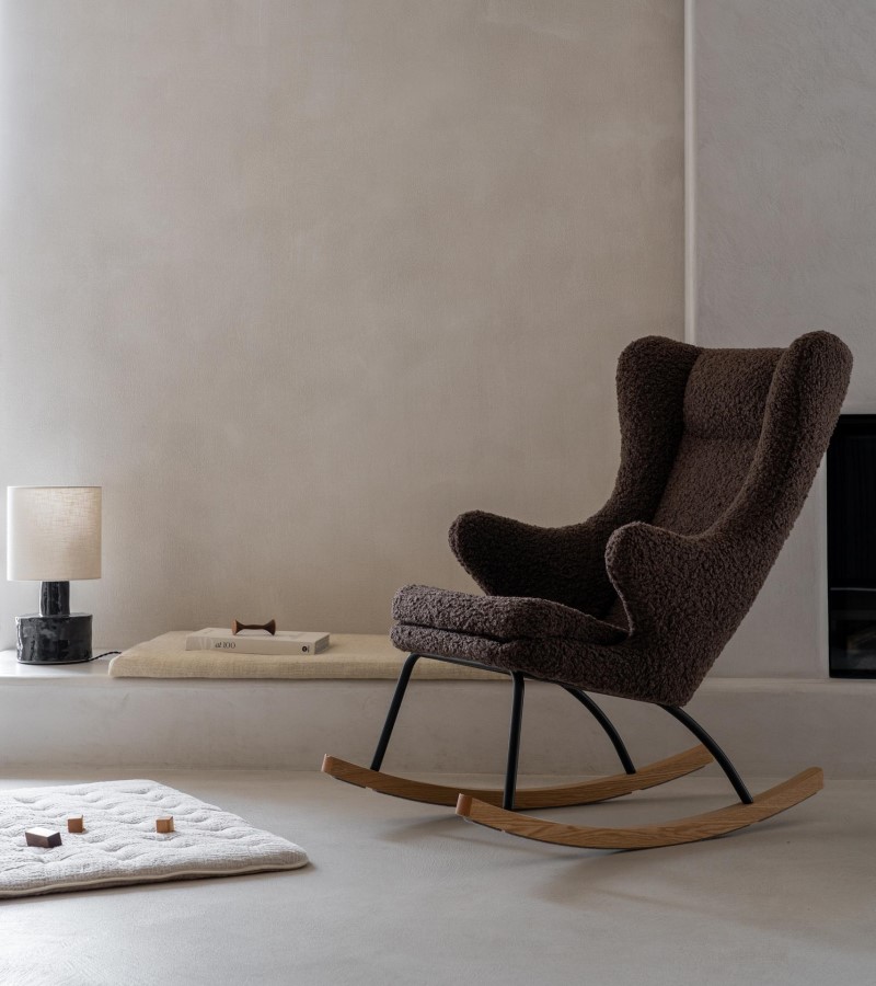 Tmavě hnědé houpací křeslo ke kojení Quax De Luxe Bison